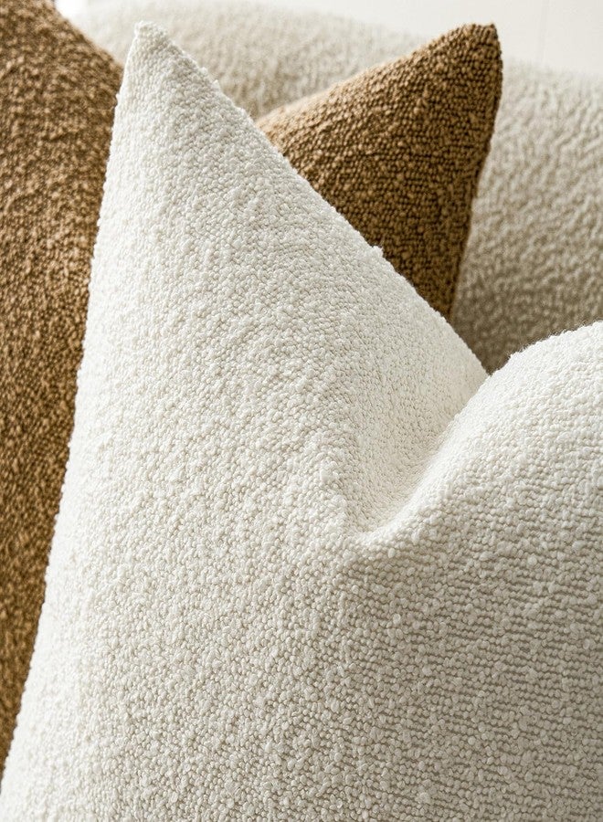 Foindtower Set of 2, Decorative Textured Boucle Throw Pillow Covers Accent Solid Pillow Cases Neutral Soft Cozy Couch Cushion Case for Chair Sofa Bedroom Living Room Home Decor 16 x 16 Inch White - Image 4